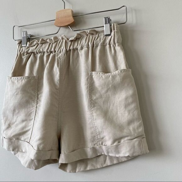ARITZIA-WILFRED Free Harulia Linen Blend Paper-bag Waist High Rise Shorts - Picture 6 of 8